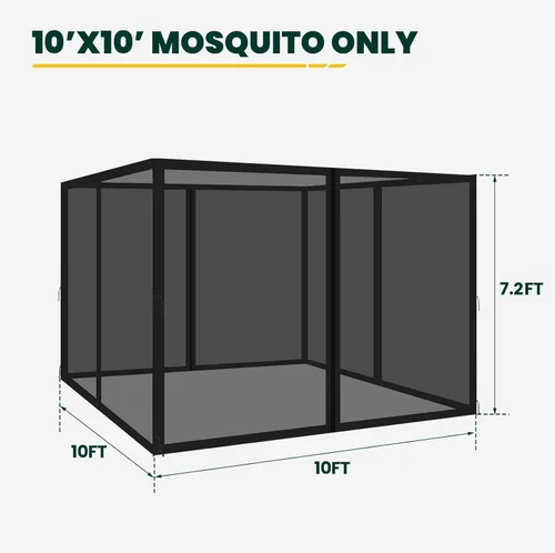 Vista 2 de OLILAWN Mosquitera Universal de Repuesto para Cenador, Malla Protectora para Toldo Exterior de 10' x 10', Cortina de Pared Lateral de 4 Paneles