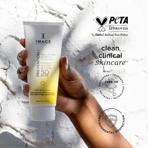 Vista 3 de IMAGE Skincare PREVENTION+ Daily Ultimate Protection Hidratante, loción de protección solar facial SPF 50, óxido de zinc, mezclable sin yeso blanco