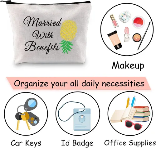 Vista 7 de JXGZSO Divertido Swinger Regalo Adulto Invertido Piña Maquillaje Bolsa Casado Con Beneficios Swingers Estilo de Vida Regalos, Casado con beneficios