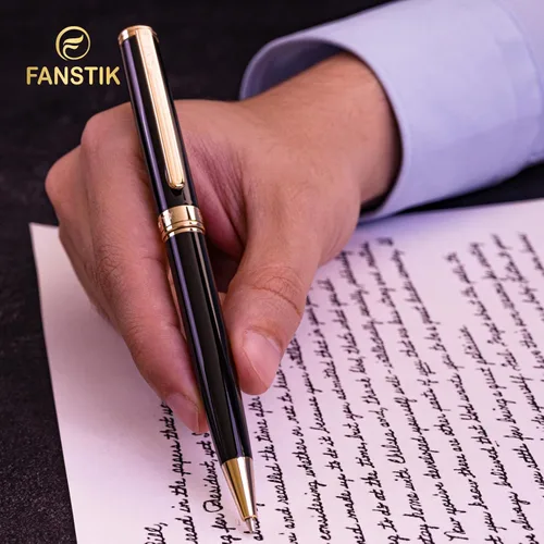 Vista 7 de FANSTIK Bolígrafo de lujo negro y dorado, juego de regalo elegante para mujeres, chapado en oro real de 24 quilates, juego de regalo profesional