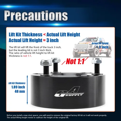 Vista 2 de Kit de elevación delantera de 3 pulgadas, espaciadores de elevación de bobina forjada GAsupply compatibles con Dodge Ram 1500 4WD 2006-2024, kits
