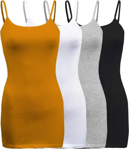 Vista 20 de ShezPretty - Camiseta sin mangas básica para mujer con tirantes tipo espagueti ajustables, 4
