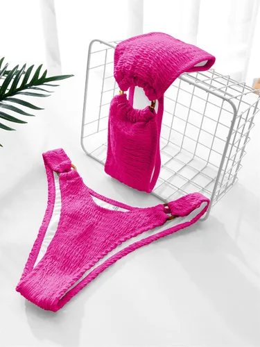 Vista 37 de WDIRARA Conjunto de bikini de 2 piezas sin tirantes para mujer