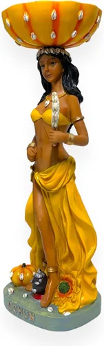 Vista 3 de GCK 24" Orisha Oshun Estatua Ochun Escultura Santeria Yoruba Diosa Africana Santa Imagen