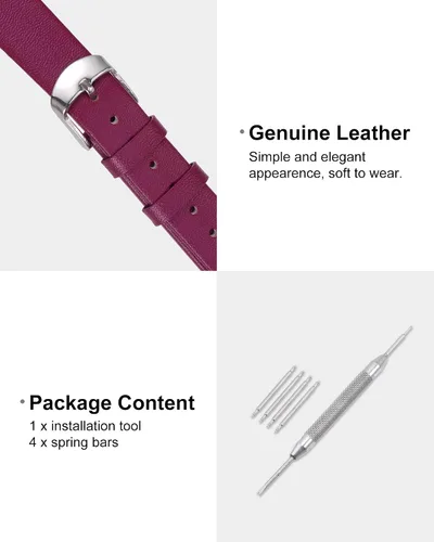 Vista 3 de uxcell Correa de cuero genuino de varios tamaños, correa de reloj de cuero fina y elegante plana para hombres y mujeres