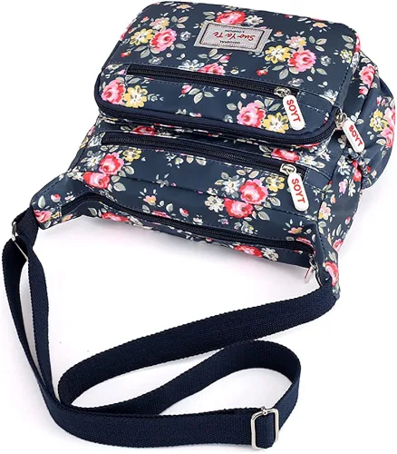 Vista 5 de H HIKKER-LINK Bolso cruzado floral con múltiples bolsillos para mujer, ligero, de viaje