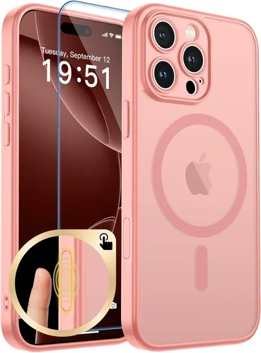 Vista 317 de zapica Funda magnética para iPhone Air, con protector de pantalla de vidrio templado, compatible con MagSafe, translúcida mate, a prueba de golpes