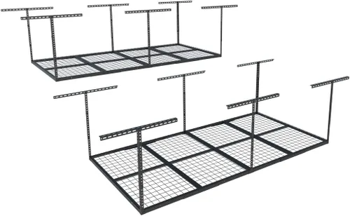 Vista 16 de FLEXIMOUNTS Estante de almacenamiento de techo de garaje de 3x8, sistema de organización de garaje ajustable, metal resistente, capacidad