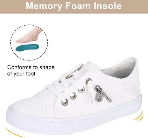 Vista 3 de JENN ARDOR Zapatos deportivos de moda para mujer, zapatos de lona para mujer, cómodos zapatos planos para caminar, zapatos casuales para mujer