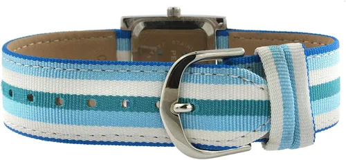 Vista 3 de Peugeot - Reloj de pulsera rectangular para mujer, color plateado con correa de lona