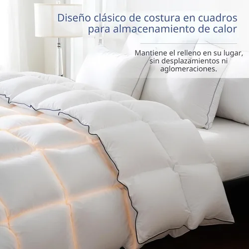 Vista 5 de DOWNCOOL Edredón de plumas tamaño matrimonial, relleno de edredón esponjoso