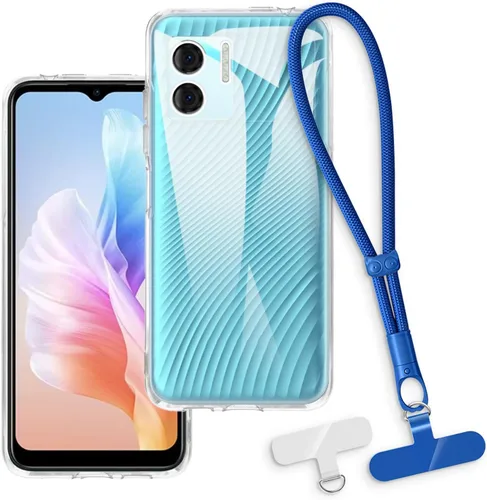 Vista 15 de Estuche y correa de muñeca para Doogee N50 - transparente+negro Funda protectora 2 en 1 para teléfono de 6.52 pulgadas con cordón desmontable