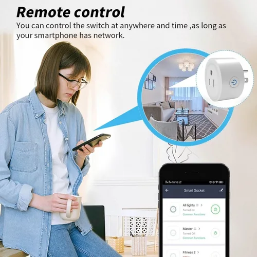 Vista 2 de Enchufe inteligente WiFi Compatible con Alexa y Google Home Enchufe WiFi para control remoto y temporizador y función de programación No