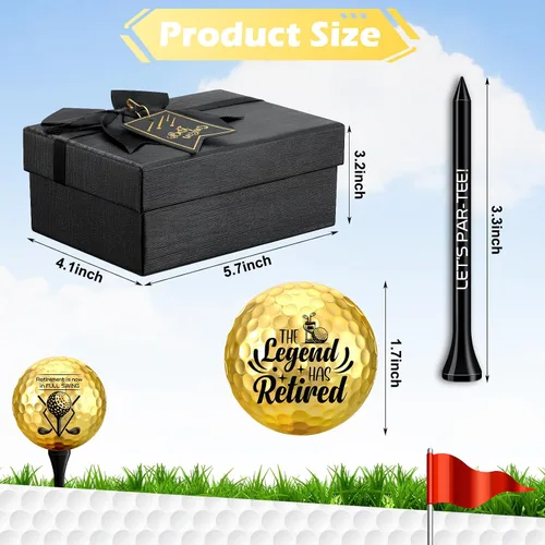 Vista 2 de Arrowbash Pelotas de golf de jubilación con camisetas y caja de regalo, regalos divertidos de jubilación para papá, compañeros de trabajo, golfistas