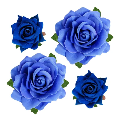 Vista 14 de Topbuti Pinza para el pelo de rosa, 4 piezas de tela, pinzas para el cabello mexicano, tocados para mujer, niña, boda, fiesta, día de la madre Negro
