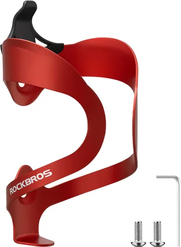 Vista 10 de ROCKBROS Soporte para botella de agua para bicicleta, ligero, resistente, aleación de aluminio, jaula para bebidas con tornillos, soportes