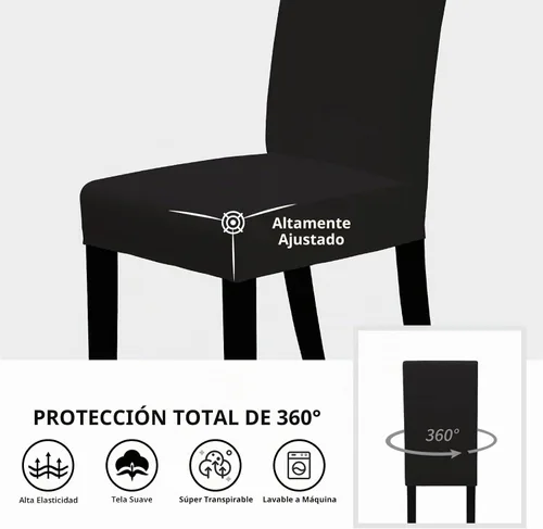Vista 3 de Easy-Going - Juego de 2 fundas elásticas para sillas de comedor, fundas para sillas de comedor, fundas para sillas Parsons para comedor, ceremonia