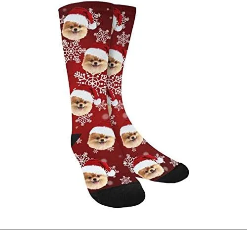 Vista 2 de Calcetines de cara personalizados, para amantes de los perros y mascotas, con foto en calcetines, unisex, atléticos, para hombres y mujeres