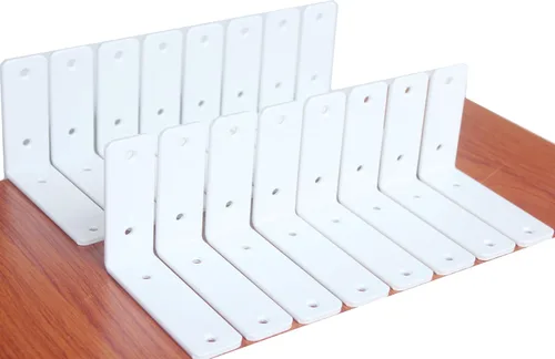 Vista 17 de Paquete de 2 soportes de estante en L de 6 pulgadas de largo x 4 pulgadas de alto x 1.5 pulgadas de ancho, 5 mm de grosor, soportes de estante