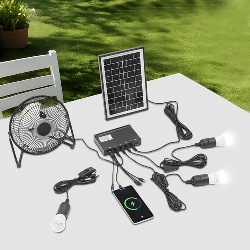 Vista 6 de Solar Generator with Fan & Light, Portable Solar Panel Kit for Outdoor Camp