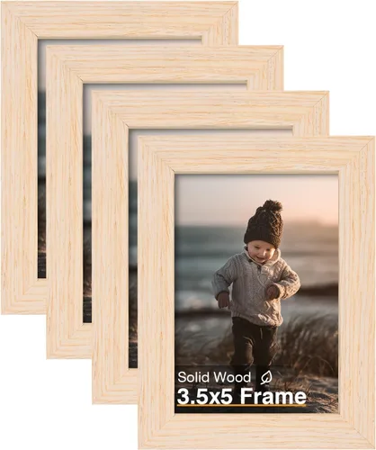 Vista 68 de KINLINK Marco de fotos de 3.5 x 5 pulgadas, color negro ceniza, marcos de madera maciza con plexiglás para mesa y montaje en pared, marcos de fotos