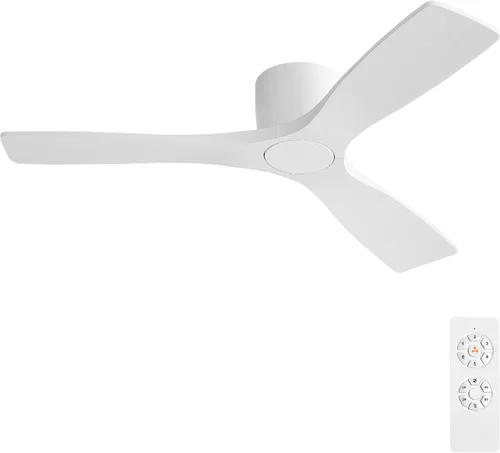 Vista 8 de WINGBO - Ventilador de techo de montaje empotrado de 48 pulgadas, con motor CC silencioso y reversible de 6 velocidades, 3 aspas de madera tallada