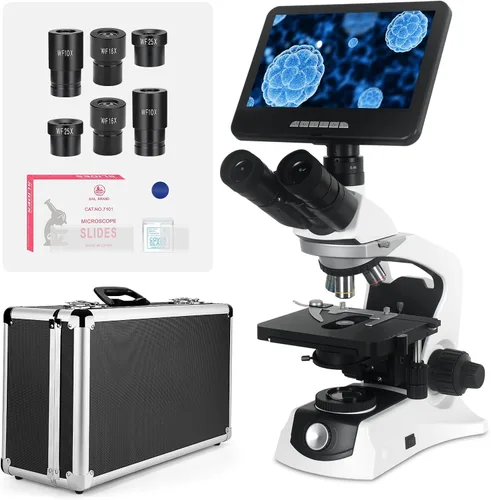 Vista 8 de Infinity-Corrected Polarizing Metallurgical EPI Reflected Illumination Vabiooth Trinocular Microscope 50X-500X Mag, cámara 4K con software