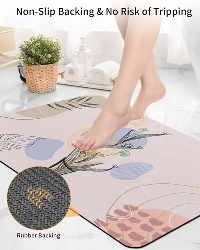 Vista 4 de Abstract Bath Mat for Tub,Non Slip Bathroom Floor Runner Rug Quick Dry & Absorbent Diatomaceous Earth Kitchen Shower Sink Washable Doormat,Mo-randi
