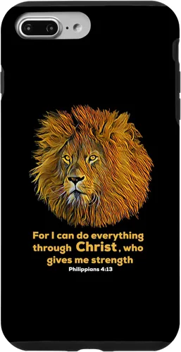 Vista 12 de Funda para iPhone 12 mini Filipenses 4:13 versículo de la Biblia cristiana de regalo de león cristiano