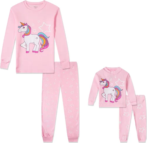 Vista 2 de Babyroom Pijamas de algodón a juego para niñas y niños pequeños, 4 piezas, ropa de dormir de Navidad