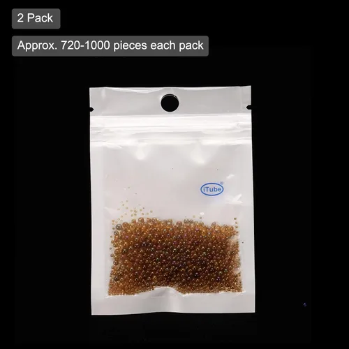 Vista 3 de Cuentas de vidrio iridiscentes diminutas de burbuja, 0.4-3mm 20g, cuentas redondas micro mini sin agujero, color café agua gotas - Aplicaciones