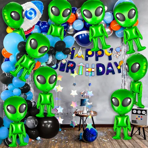 Vista 6 de 8 globos inflables de alienígena verde de 32 pulgadas