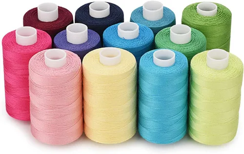 Vista 8 de Simthread 12 Colores Multiusos Hilo de Algodón para Acolchado 50s/3 Hilo para Piezas, Costura, etc. - 503 Metros Cada 12C01