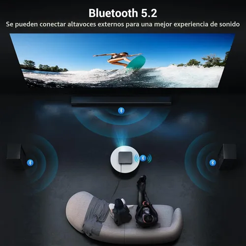 Vista 5 de Proyector de decodificación ANSI 4K 2000 con WiFi y Bluetooth, cine en casa de película HAPPRUN con enfoque automático, pantalla de 300 pulgadas