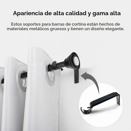Vista 4 de IHRDNNR Soportes de barra de cortina ajustables resistentes para barras de 7/8 o 1 pulgada, juego de 3 (negro)