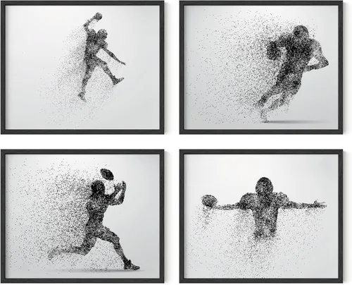 Vista 22 de Impresiones artísticas de fútbol americano para pared, juego de 5 (8x10) carteles de fútbol americano sin marco, decoración de sala de fútbol Niños