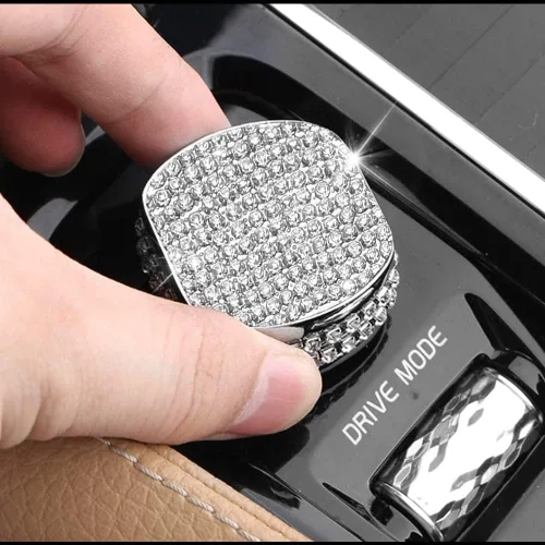 Vista 3 de Botón de inicio central interruptor de control de mando decorativo tapa de capucha de lentejuelas adhesivo de tapa de tapicería para Volvo S60 V60