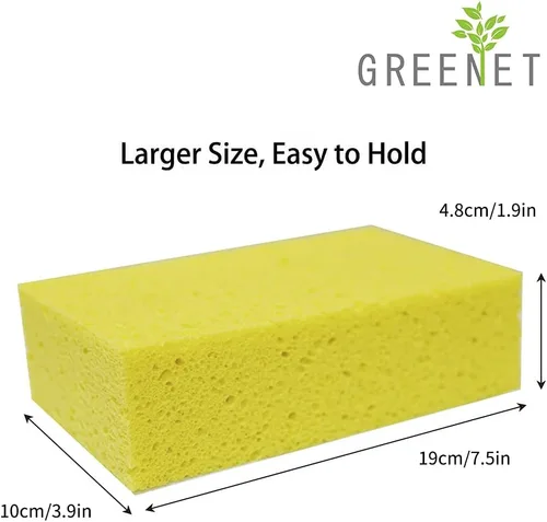 Vista 3 de Esponjas de limpieza grandes de celulosa natural (paquete de 3) – biodegradables, absorbentes, multiusos para cocina, coche y hogar