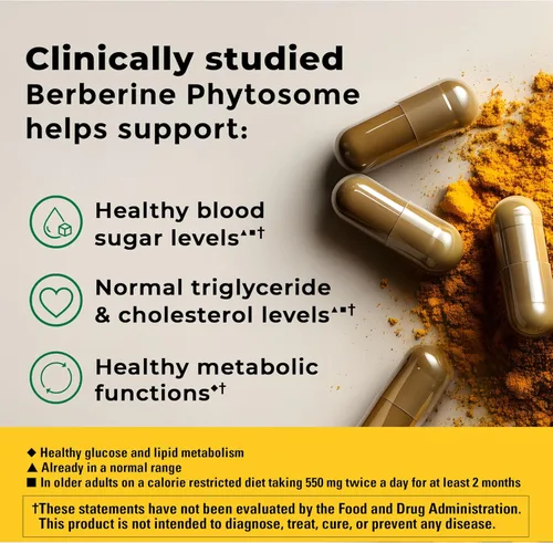 Vista 2 de Nature Made Cápsulas de fitosoma de berberina de mejor absorción, 1100 mg por 2 cápsulas diarias, suplemento de berberina para apoyo a la salud