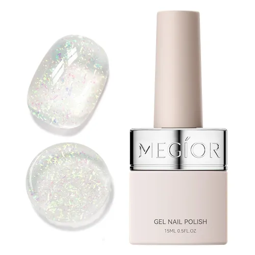 Vista 9 de MEGIOR Esmalte de uñas de gel libre de TPO, 0.5 onzas líquidas, base de gel transparente para remojar la lámpara de uñas LED, capa base de larga