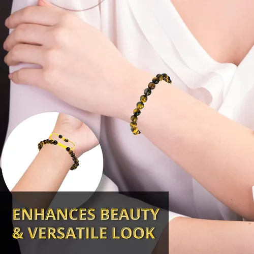Vista 306 de Adjustable Crystal Bracelet – Gemstone Bead Bracelet with Adjustable Macrame String – Chic Gemstone Bracelet for Men and Women – 8mm Round Healing