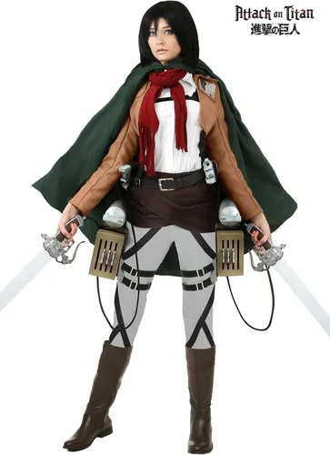 Vista 2 de Deluxe Attack on Titan Mikasa Costume Cosplay Halloween Costume for Women
