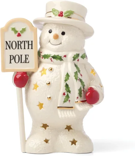 Vista 6 de Lenox 896362 Tarro de galletas de muñeco de nieve Happy Holly Days, decoración de Navidad y festividades