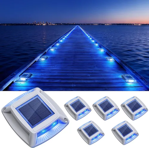 Vista 10 de Luces solares para muelle para exteriores, paquete de 12 unidades, luces Azul