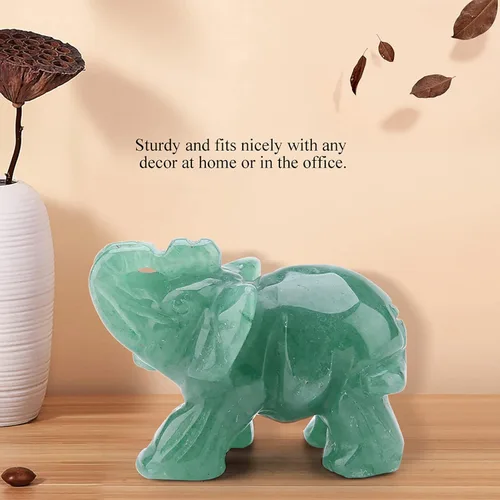 Vista 7 de Akozon Figuras de 2 pulgadas de jade tallado de elefante de cristal, decoración del hogar, artículo de mobiliario (turina verde)