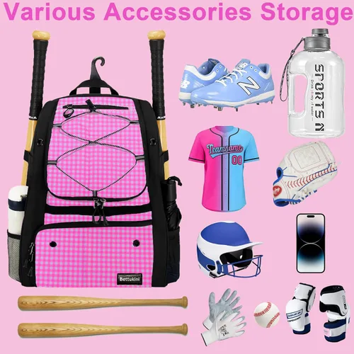 Vista 53 de Bolsa de béisbol juvenil con compartimento ventilado para zapatos, bolsa de bate de sóftbol para guantes de bateo, casco, equipo de teeball