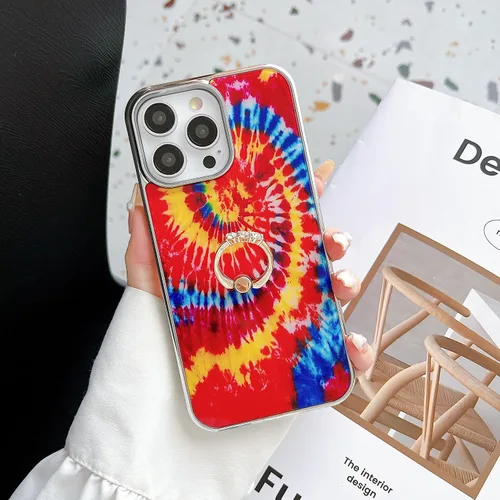 Vista 10 de Funda para iPhone 14 Pro Max híbrida de poliuretano termoplástico plateado con parte trasera dura, patrón floral, funda protectora para teléfono