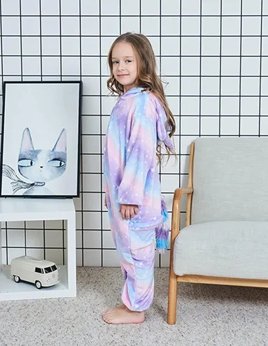 Vista 8 de Pijama unisex de unicornio de animal para niños, de una pieza, para niños, de dibujos animados, Halloween, cosplay, regalo