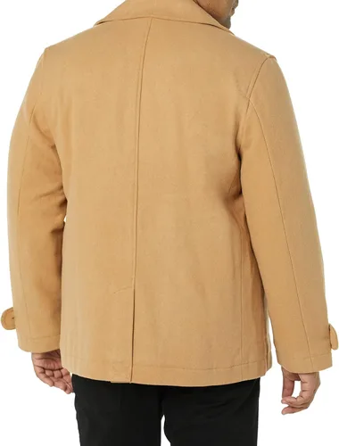 Vista 4 de Tienda Essentials Peacoat de mezcla de lana pesada de doble botonadura para hombre