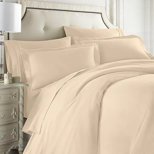 Vista 24 de Clara Clark Juego completo de ropa de cama de 5 piezas que incluye sábanas bajeras y planas, funda de edredón, fundas de almohada